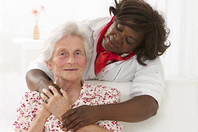 senior woman with her caregiver